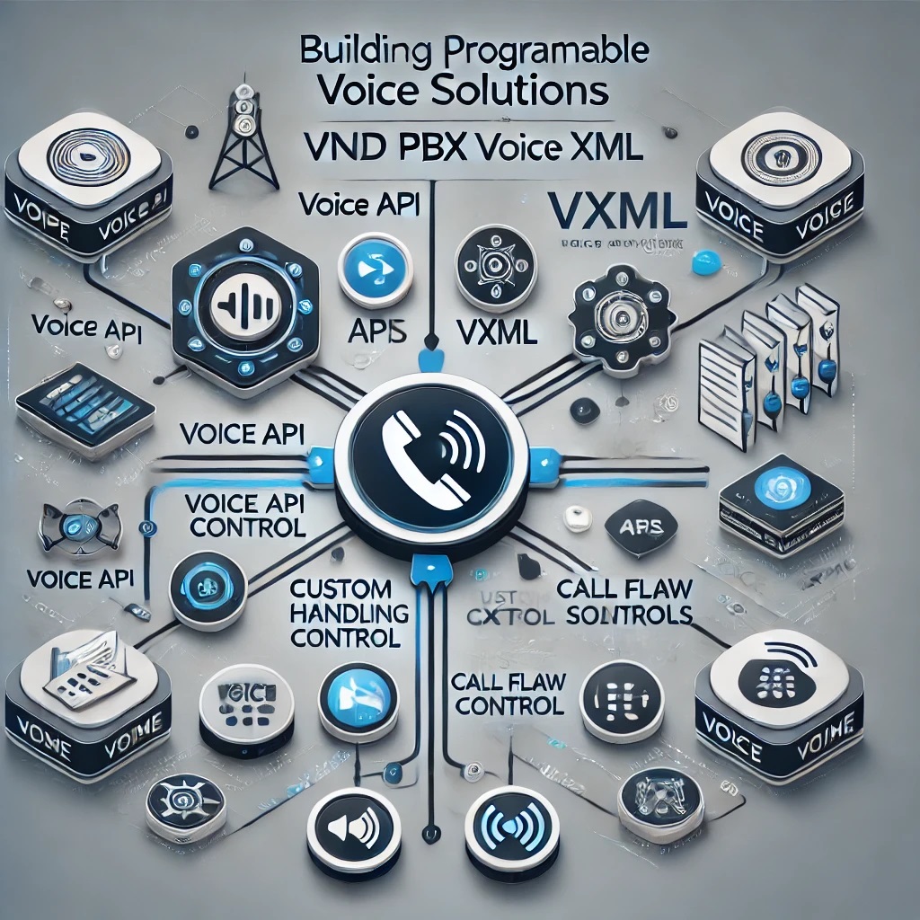 Voice API and VXML integration for programmable voice solutions with VND PBX